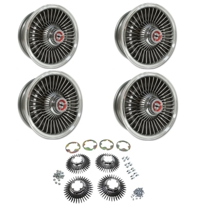 CA - 1967 Chevrolet Corvette Replica Style Complete Wheel Set - 15 inch - 6.00 - Grey Machined